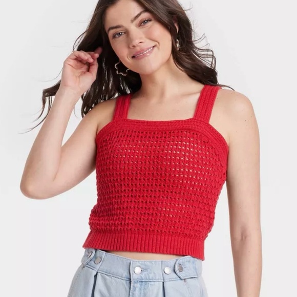 Universal Thread Tops - Universal Thread Red Crochet Tank Top